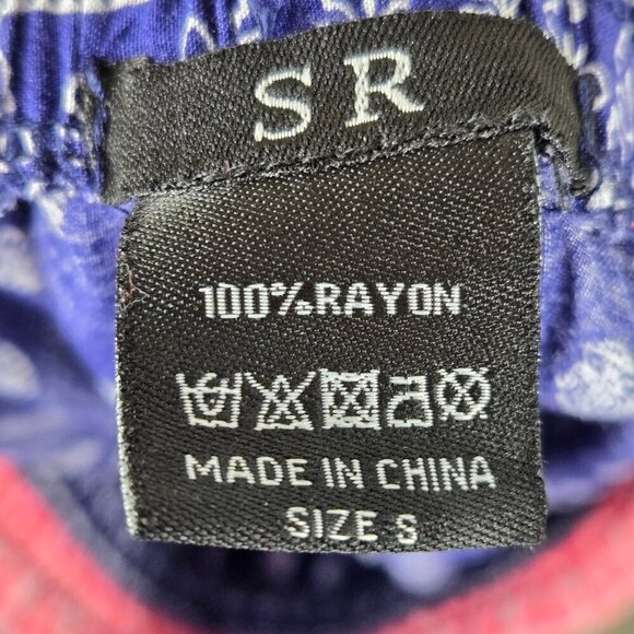 S R Size Small Casual Pull On Pants Blue White Pink Elastic Waist Pockets - Picture 11 of 13